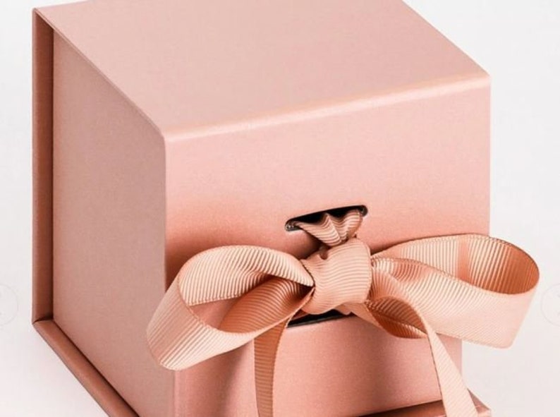 Rose Gold Cube Gift Box With Ribbon Small Gift Box Rose Etsy UK