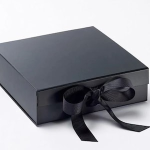 Große schwarze quadratische Geschenkbox - Schwarze Magnet Geschenkbox - Weihnachtsgeschenkbox - Schwarze Kästchen - Bräutigam Geschenkbox