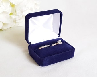 BLUTETE Scatola Porta Anelli Ottagonale In Velluto Blu Navy Con 2 Scomparti - Portagioelli Per Fidanzamento E Matrimonio, Confezione Regalo