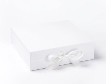 Grande boîte de panier carrée blanche - Grande boîte cadeau magnétique - Panier de mariage - Boîte cadeau de mariée - Panier cadeau de fête des mères