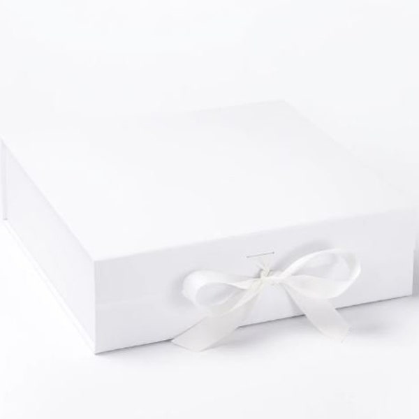 Grande boîte de panier carrée blanche - Grande boîte cadeau magnétique - Panier de mariage - Boîte cadeau de mariée - Panier cadeau de fête des mères