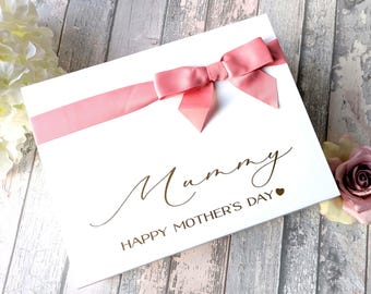 Mother's Day Gift Box with foil print and ribbon bow - Gift for Mum personal - Gift Hamper for Mother's Day - choice of colours