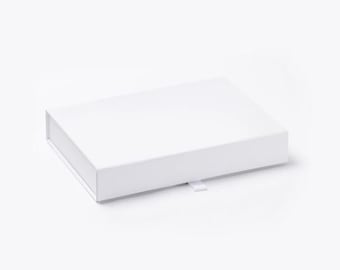 Small A6 White Shallow Magnetic Gift Box - Wedding document Box - Photo Box - Presentation Box