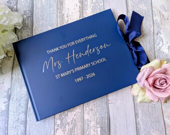 Retirement Message Book with printed name and message in choice of colour