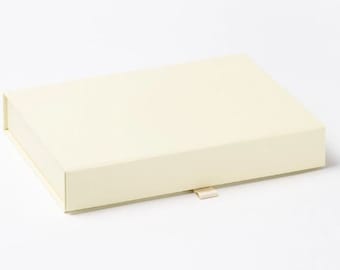 Moyenne A5 Boîte cadeau magnétique peu profonde ivoire - Boîte pour documents de mariage - Boîte photo - Boîte de présentation - Boîte cadeau mariage