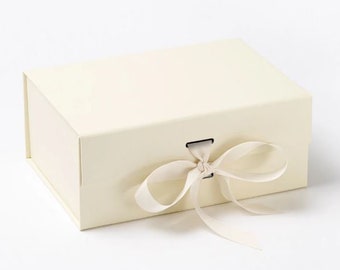 Ivory Gift Box with ribbon - Bridesmaid Gift Box - Wedding Gift Box - A5 / Medium Gift Box - Ivory Bridesmaid Proposal Box - Bridal Gift Box