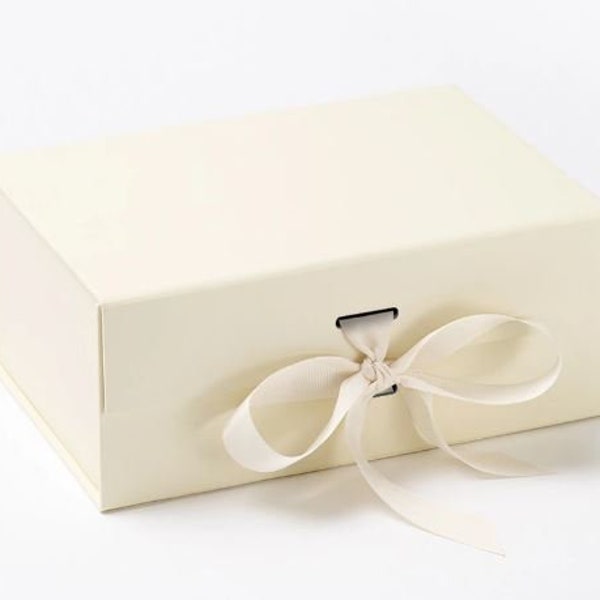 Ivory Gift Box with ribbon - Bridesmaid Gift Box - Wedding Gift Box - A5 / Medium Gift Box - Ivory Bridesmaid Proposal Box - Bridal Gift Box