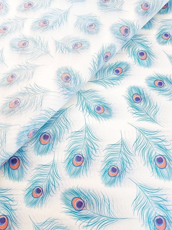 Peacock Feather Patterned Tissue Paper Turquoise Tissue Paper Pattern  Luxury Gift Wrap Stars Tissue Paper Printed 5 Sheets 