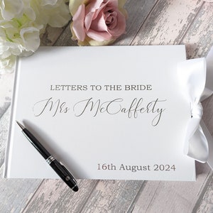 Letters to the Bride luxury book with foil printed name and personalisation White or Navy Bridal Guest Book Hen Do Guest Book image 3