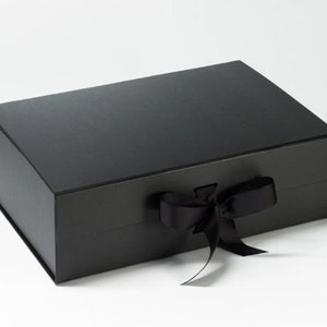 Grote zwarte geschenkdoos met lint - luxe zwarte geschenkdoos - geschenkdoos stalknecht - magnetische A4-geschenkdoos - opbergdoos
