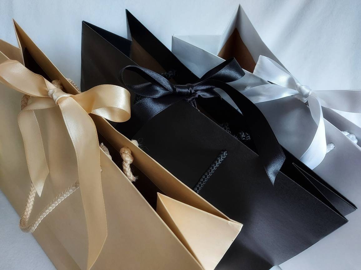 Luxury Black Gift Bag with Ribbon Black Gift Bag Etsy