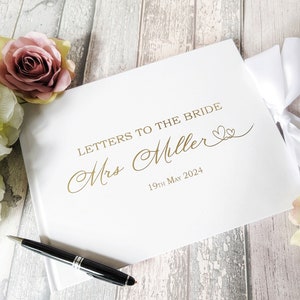 Letters to the Bride luxury book with foil printed name and personalisation - White or Navy Bridal Guest Book - Hen Do Guest Book