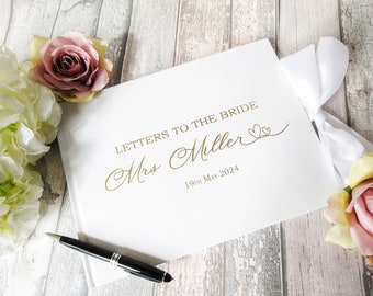 Letters to the Bride luxury book with foil printed name and personalisation - White or Navy Bridal Guest Book - Hen Do Guest Book