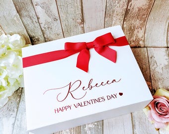 Personalized Valentine's Gift Box with Magnetic Closure and Ribbon Bow