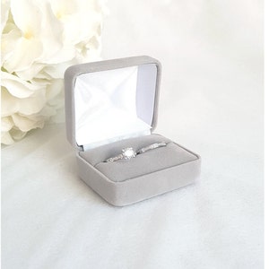 Light grey double Ring Box - Velvet Double Ring Box - Couple Ring Box - Wedding Ring Box - Ring bearer box - His and hers ring box