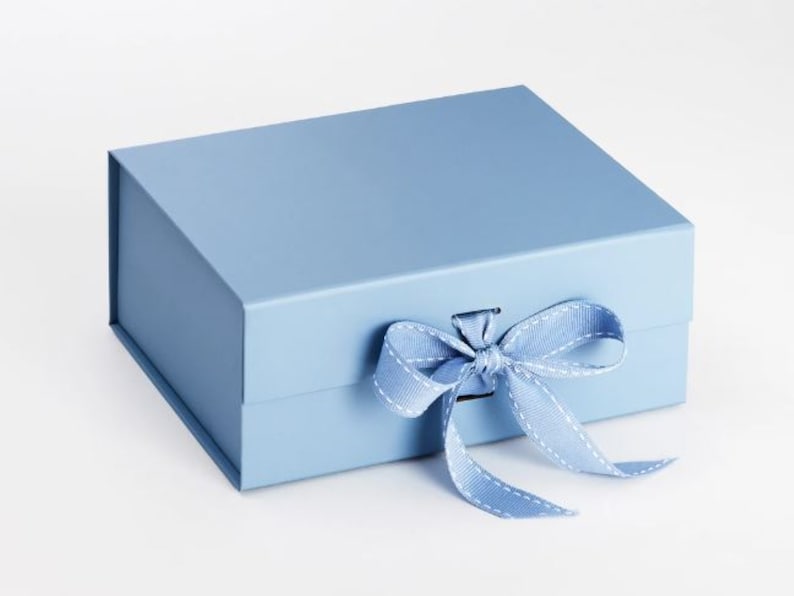 Luxury Blue Gift Box With Ribbon Baby Boy Gift Box Blue Etsy UK