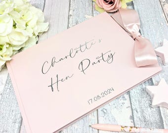 Hen party guest book with foil printed name and personalisation - Choice of Colour Bridal Shower Guest Book - Hen Do Guest Book