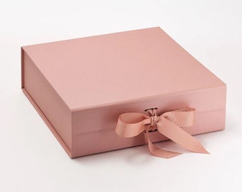 Caja de regalo de oro rosa grande - caja de regalo para ella - caja de propuesta de la madre de dios - cesta de regalo de la dama de honor - cajas de regalo magnéticas - regalo de la madre