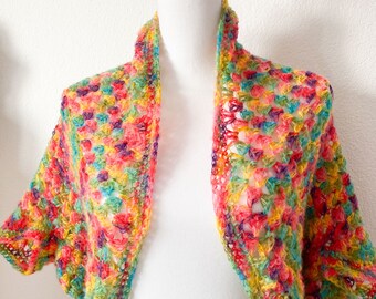 Giacchettino giacca giacchetta scalda spalle shrug donna boho hippy fatto a mano uncinetto crochet colori vivaci