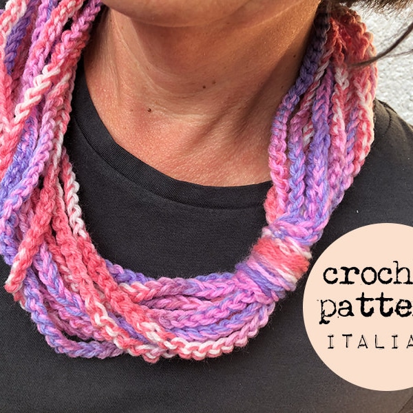 Collana girocollo minimal, collana boho,  istruzioni modello all'uncinetto con foto - download digitale immediato ITALIANO crochet pattern