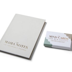 Paquete Embarazo y más allá: diario Mama Notes y tarjetas mentales: edición para mamás primerizas / regalo para baby shower / regalo para mamás embarazadas / cuidado personal