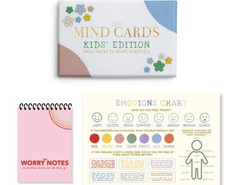 Kids Wellbeing Bundle – Mindfulness Cards, Emotions Chart & Worry Diary