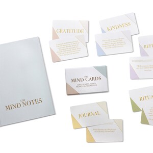 Wellbeing Bundle: Journal & Mind Cards Mindfulness , positivity or gratitude gift for friends, family self gift Christmas present Don't add a pen