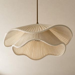 Double-Layer Sculptural Pendant Light | Ivory Color Boho Ceiling Lamp | Scandinavian Style Hanging Light Nurten