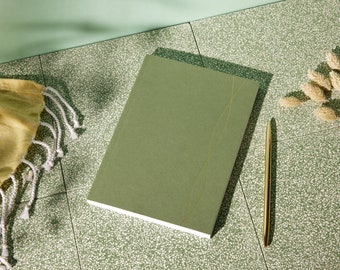 A5 ruled notebook in green | notepad | journal | lined pages | gold foil | luxury | quality premium stationery | LSW London