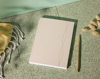 A5 lined notebook in mist colour | notepad | journal | lined pages | gold foil | luxury | quality premium stationery | LSW London