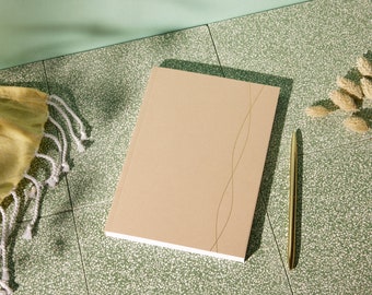 A5 ruled notebook in stone colour | notepad | journal | lined pages | gold foil | luxury | quality premium stationery | LSW London