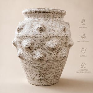 Large Handmade Clay Planter 47.2" Tall | Extra Large Rustic Terracotta Pot | Luxury Indoor Outdoor Floor Planter | Statement Garden Vase