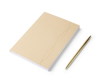Beige A5 Lined Notebook – Gold Foil Journal, Made in UK