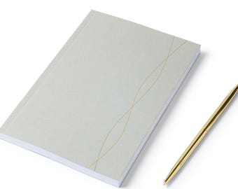 A5 Blue Lined Journal - Softcover Writing Notebook, Gold Detail