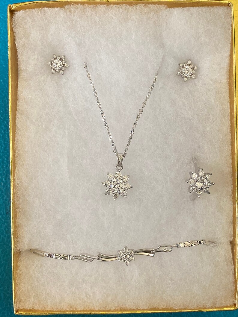 anniversary gift gift for her jewelry cubic zirconia ring real 925 sterling silver christmas gift Jewelry set necklace zircon