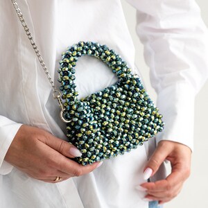 Kristall Perlen Handtasche, Kleine Geldbörse für besondere Anlässe, Luxus Abend Clutch, Posh Abschlussballtasche OCEAN. Weitere Farben erhältlich.