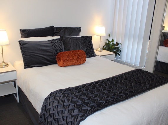 Amazing Collection Velvet Bed Runner With Cushion Cover In Different Colors