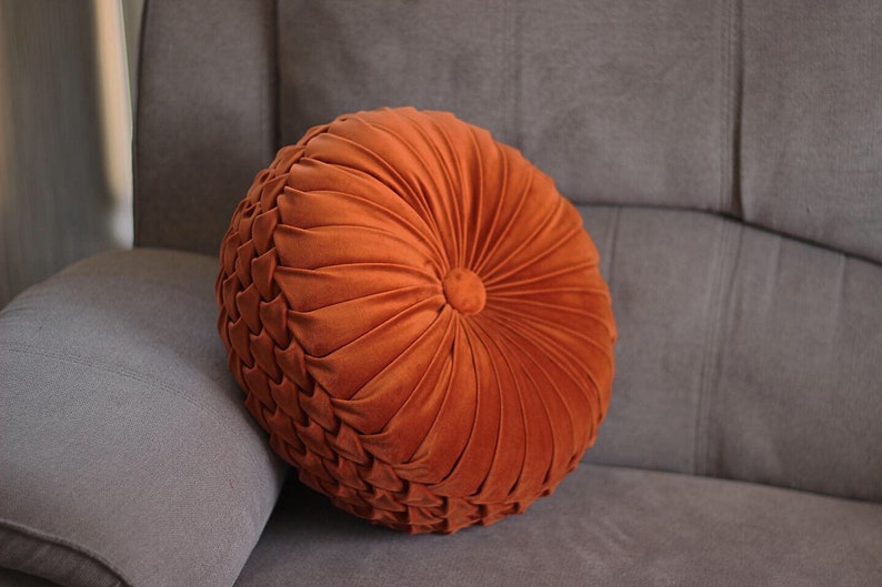 Round Velvet Cushion VARIOUS COLORS & SIZES Vintage Style Etsy