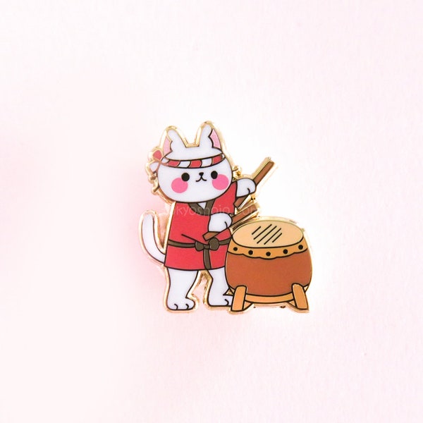 Taiko Cat Pin  - Neko Matsuri Enamel Pin Set - Cute Kawaii Japan Pin