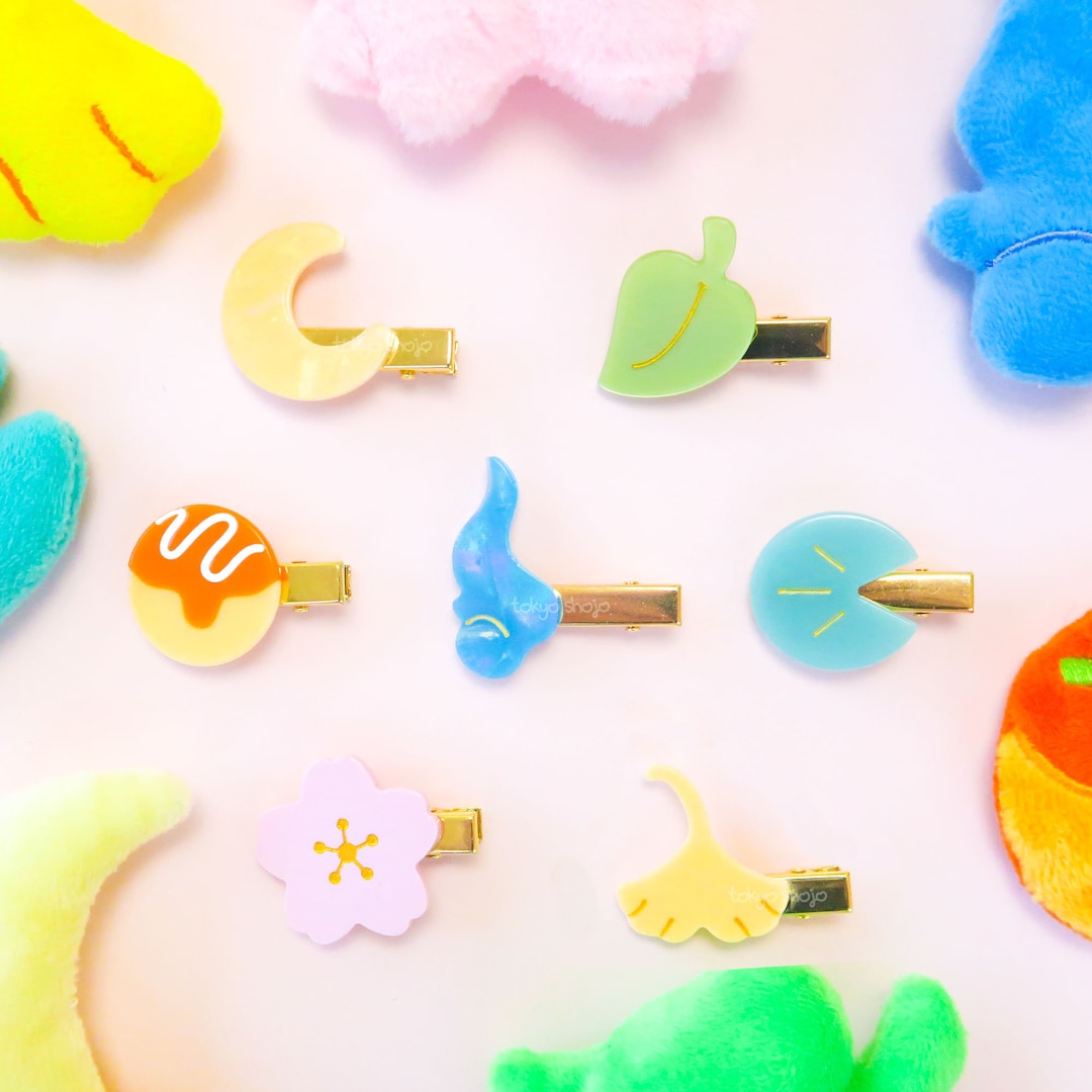 Pon Plush Hair Clips Cute Kawaii Japanese Hair Clips Sakura, Moon