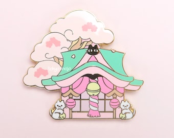 Santuario del Gato de Primavera - Juego de Pins de Esmalte Sakura Matsuri - Lindo Pin Kawaii Japonés