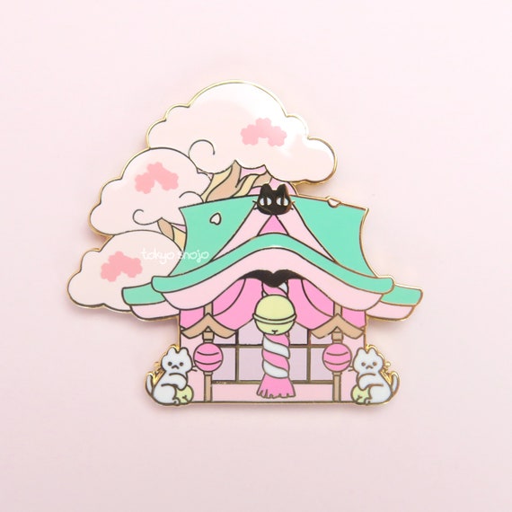 Spring Cat Shrine - Sakura Matsuri Enamel Pin Set - Cute Kawaii Japan Pin