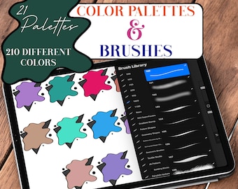 Descarga instantánea: Paletas de colores y pinceles para Procreate - Herramientas digitales para dibujar