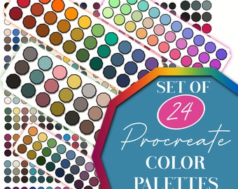 Conjunto de paletas de colores para Procreate / 24 paletas de colores / Pinceles adicionales 0.1