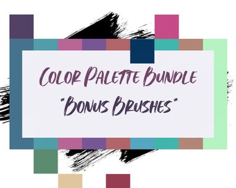 Conjunto de paletas de colores para la app Procreate / Conjunto de 21 paletas de colores con pinceles de dibujo adicionales gratuitos / Procreate para iPad
