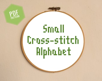 Small thin cross-stitch alphabet - Counted cross-stitch English letter - Modern embroidery font pattern - PDF instant download - Tiny letter