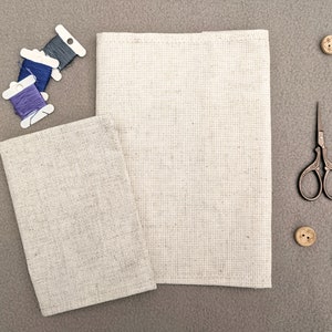 Copertina in lino bianco per ricamo a punto croce per un libro o un quaderno - formato A5, A6, passaporto - Materiale fai da te - Aida di cotone 14 o 16 count