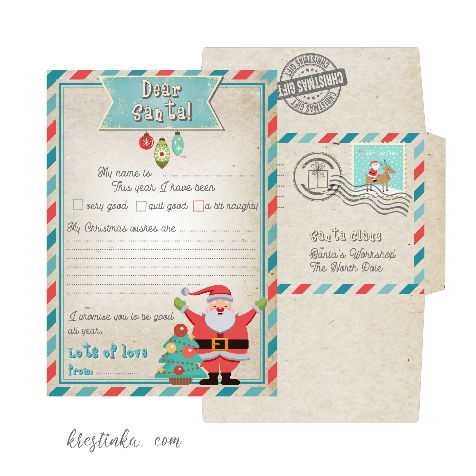 Letter To Santa With Envelope Template Dear Santa Letter Christmas craft-envelope-letter-to-santa-claus-christmas-decoration-11