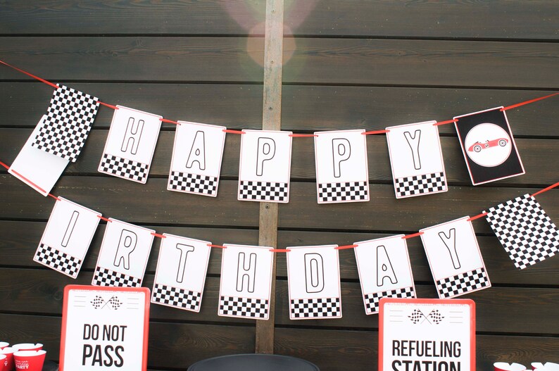Race Car Birthday Banner Printable race car birthday Etsy