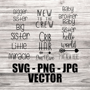 Baby Onesie und Bruder Schwester Vektor Pack - Template SVG/PNG/JPG/DXF Vektor Cut Dateien für Cricut, Brother, Silhouette, Cameo